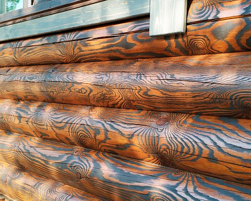 Брашировка сруба, пескоструй